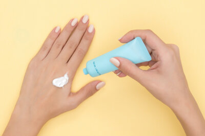 Cream treatment on hand