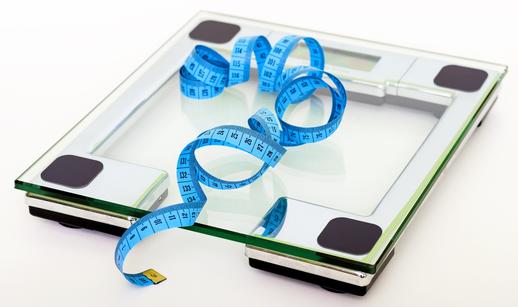 Scales and tape measure for weight loss