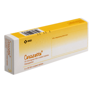 Cerelle 75mcg desogestral 3x28 film-coated tablets