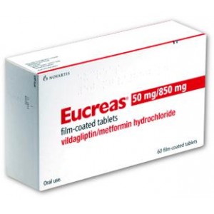 Eucreas 50mg/850mg vildagliptin/metformin 60 film-coated tablets