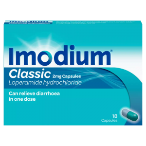 Imodium Classic 2mg loperamide hydrochloride tablets for diarrhoea