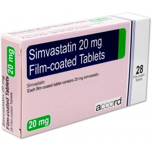 Simvastatin 20mg 28 film-coated tablets for high cholesterol