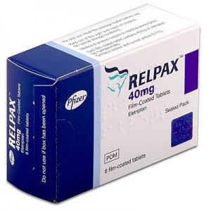 Pfizer Relpax 40mg Eletriptan 6 migraine tablets