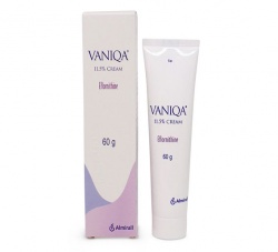 Vaniqa Eflornithine Hair Removal Cream Tube and Outer Carton